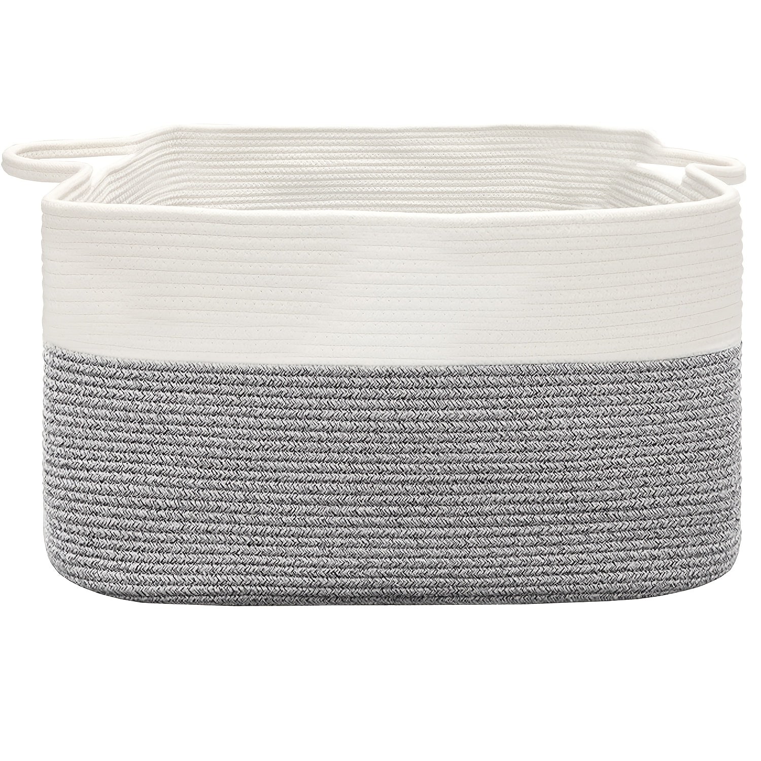 Extra Large Non-Toxic Cotton Rope Laundry Basket, 22x15x12 Inch Storage Organizer & Bathroom Decor | Multi-Use Rectangle Basket For Towels\u002FToys\u002FClothes, Baby-Safe Closet Organizers, Living Room Hamper With Handles, Laundry Baskets