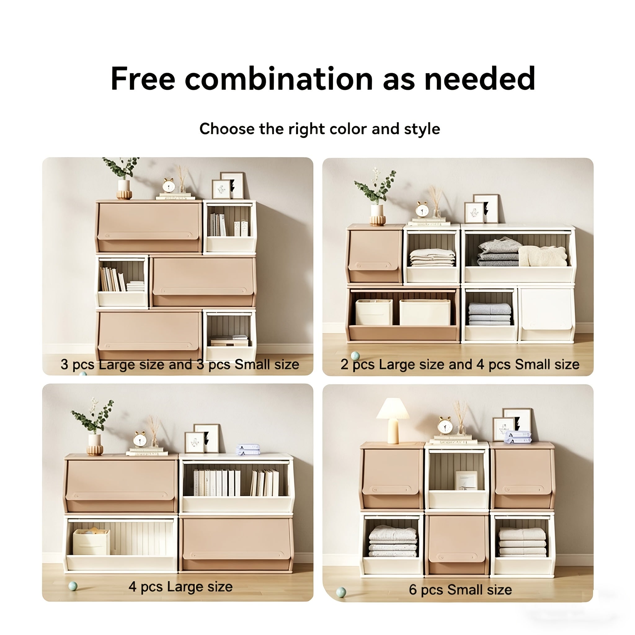 Flip-Top Storage Box, Stackable Wardrobe, Freely Combined Cabinet, Clothing And Home Goods Storage, Suitable for Bedroom Living Room